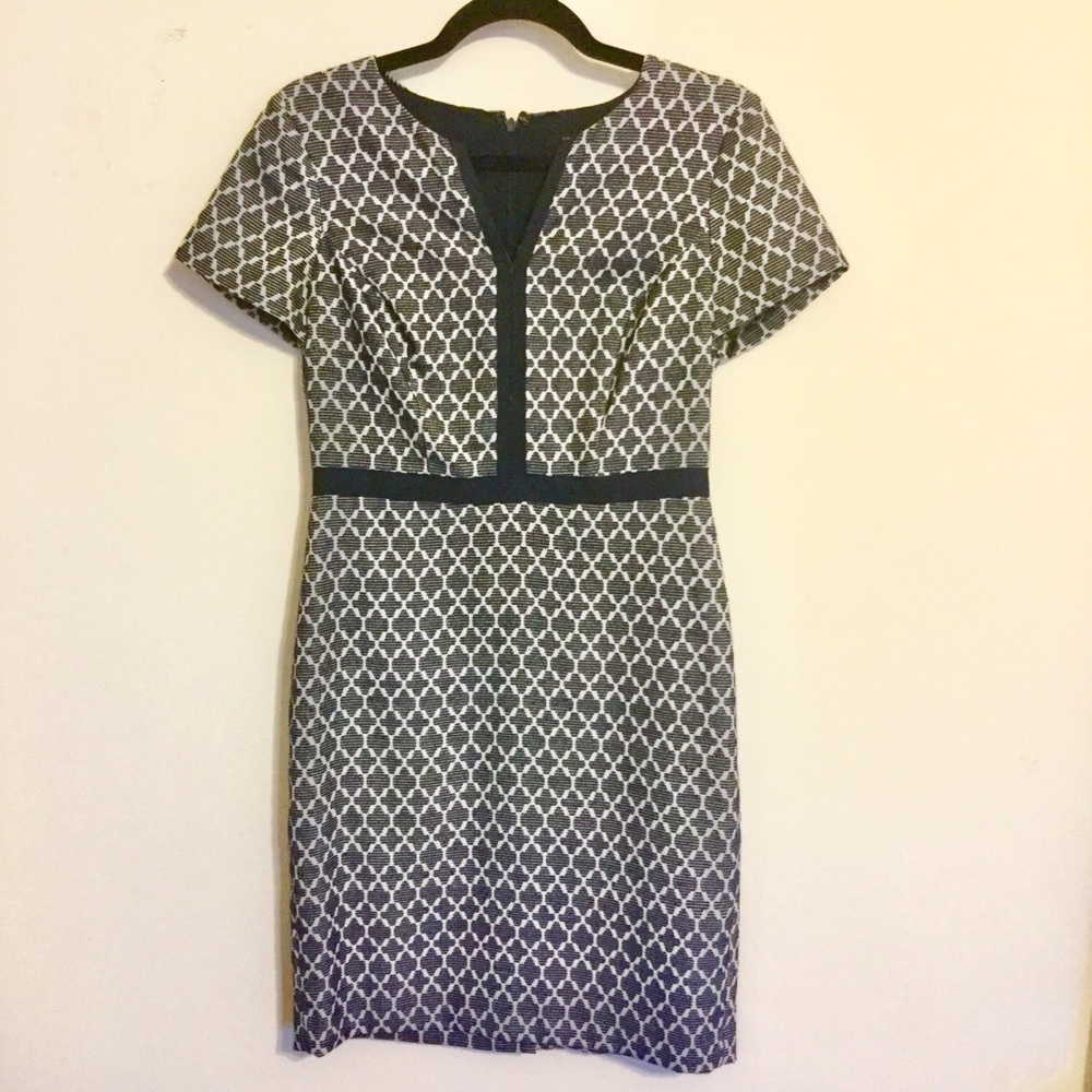 Ann Taylor Black and White Geometric Sheath Dress